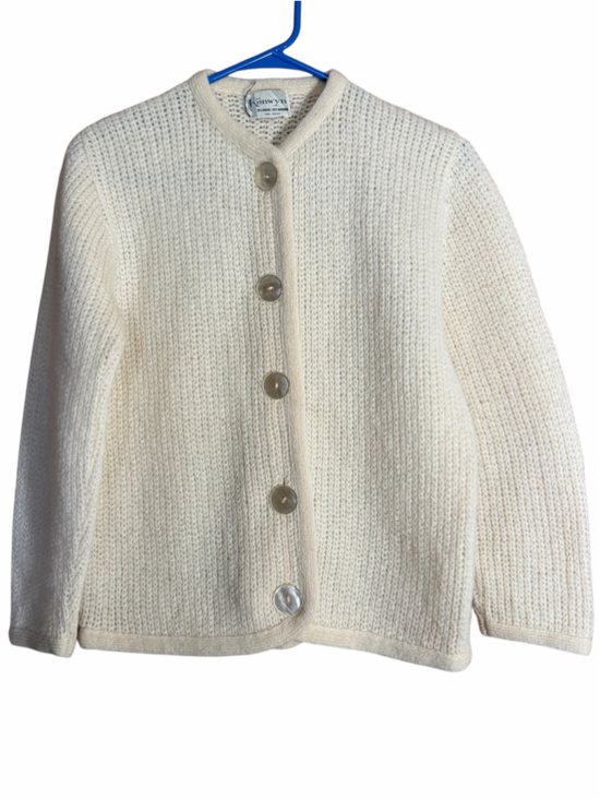 Kenwyn Sweaters - Vintage kenwyn mid century wool mohair button up crochet cream cardigan sweater